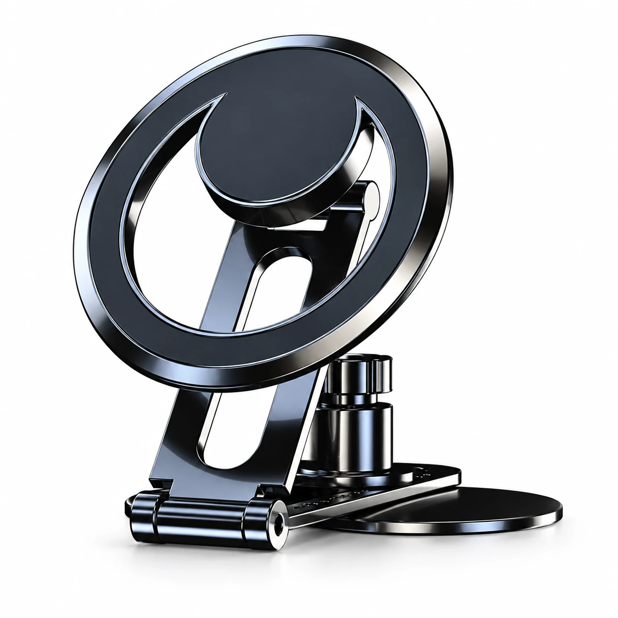 STYLIST magnetic car phone holder with round mount, folding arm and base